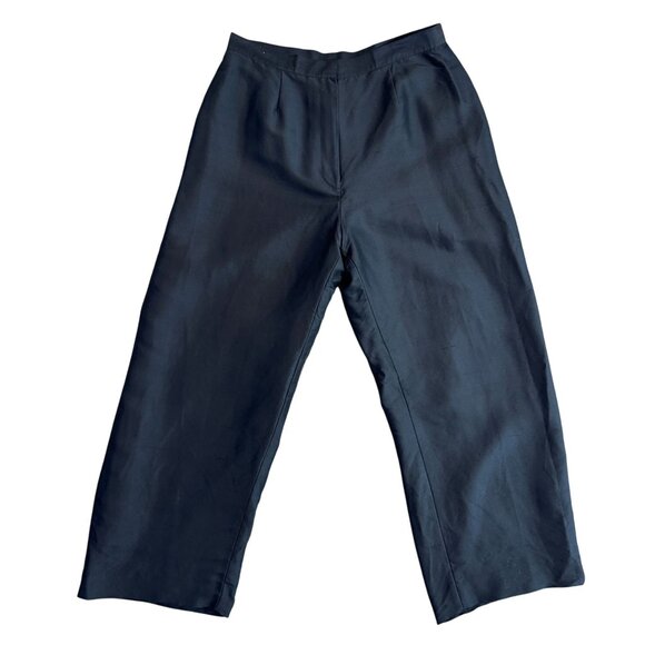 Lauren Ralph Lauren Silk Black Wide Leg Pants Womens 10 Classic Style‎ Old Money - Picture 2 of 6